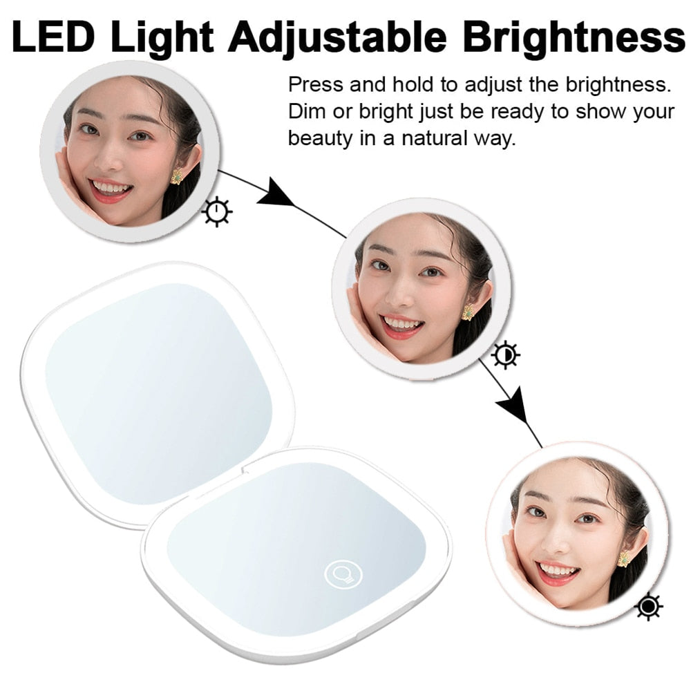 Mini Compact LED Makeup Mirror With Light