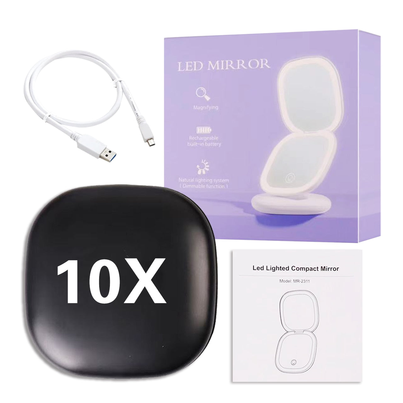 Mini Compact LED Makeup Mirror With Light